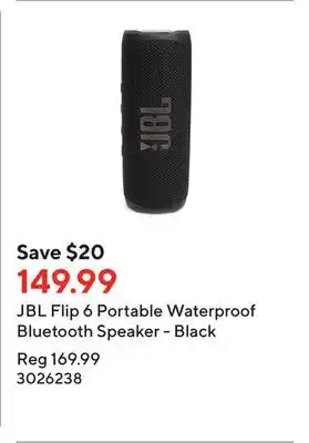Staples JBL Flip 6 Portable Waterproof Bluetooth Speaker - Black offer