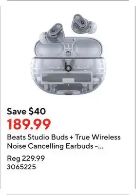 Staples Beats Studio Buds + True Wireless Noise Cancelling Earbuds - Transparent offer
