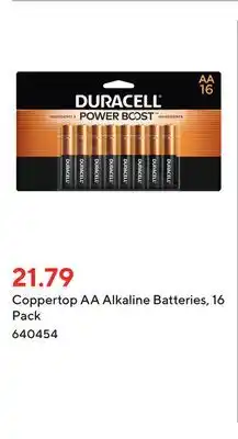 Staples Coppertop AA Alkaline Batteries, 16 Pack offer
