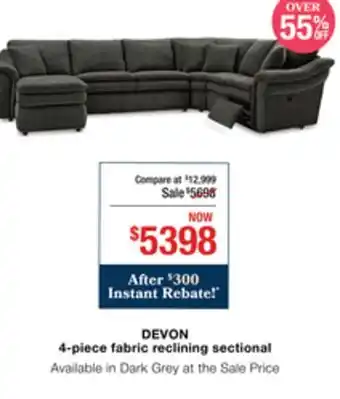 La Z Boy DEVON 4-piece fabric reclining sectional offer