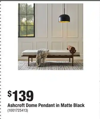 Home Depot Ashcroft Dome Pendant in Matte Black offer