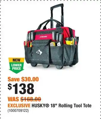 Home Depot EXCLUSIVE HUSKY 18 Rolling Tool Tote offer