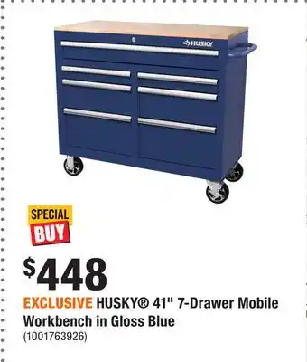 Home Depot EXCLUSIVE HUSKY 41 7-Drawer Mobile Workbench in Gloss Blue offer