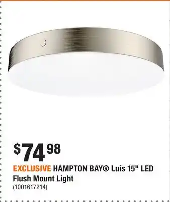 Home Depot EXCLUSIVE HAMPTON BAY Luis 15 LED Flush Mount Light offer
