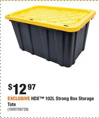 Home Depot EXCLUSIVE HDX 102L Strong Box Storage Tote offer
