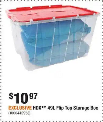 Home Depot EXCLUSIVE HDX 49L Flip Top Storage Box offer