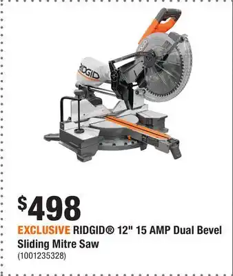 Home Depot EXCLUSIVE RIDGID 12 15 AMP Dual Bevel Sliding Mitre Saw offer