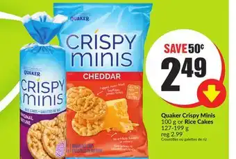 Chalo FreshCo Quaker Crispy Minis 100 g or Rice Cakes 127-199 g offer