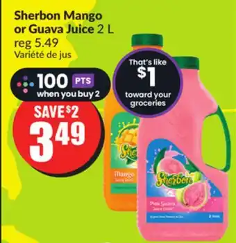 Chalo FreshCo Sherbon Mango or Guava Juice 2 L offer
