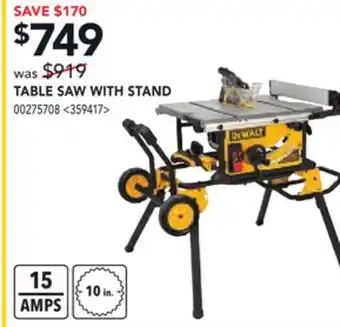 RONA TABLE SAW WITH STAND offer