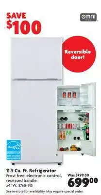 Home Hardware 11.5 Cu. Ft. Refrigerator offer