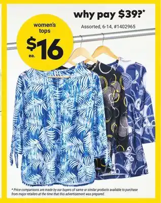 Giant Tiger women's tops offer