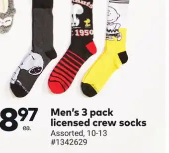 Giant Tiger Men's 3 pack licensed crew socks offer