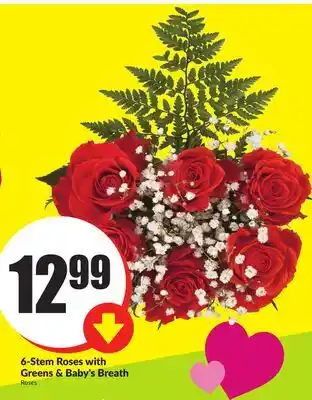 FreshCo 6-Stem Roses with Greens & Baby's Breath offer