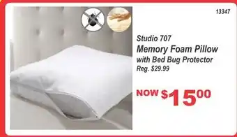 Oxford Mills Studio 707 Memory Foam Pillow with Bed Bug Protector offer