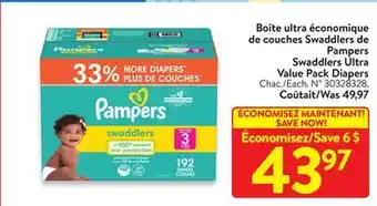 Walmart Pampers Swaddlers Ultra Value Pack Diapers offer