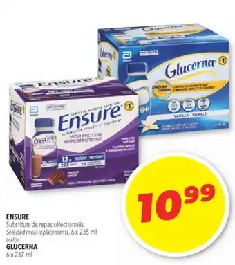 Familiprix ENSURE Selected meal replacements, 6 x 235 ml or GLUCERNA 6 x 237 ml offer