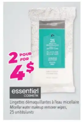 Familiprix Essentiel Micellar water makeup remover wipes offer