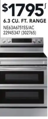 RONA SAMSUNG 6.3 CU. FT. RANGE offer