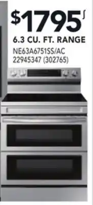 Réno Dépôt SAMSUNG 6.3 CU. FT. RANGE offer