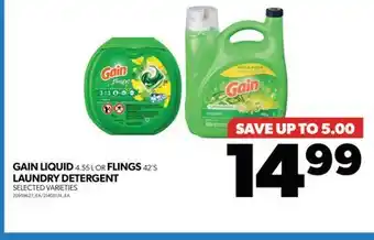 Real Canadian Superstore GAIN LIQUID, 4.55 L OR FLINGS, 42'S LAUNDRY DETERGENT offer