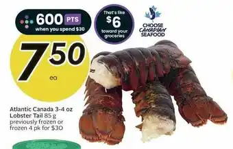 Sobeys Atlantic Canada 3-4 oz Lobster Tail 85g offer