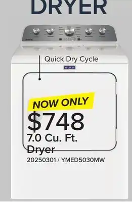 Leon's Maytag White Electric Dryer with Extra Power (7.0 cu. ft.) - YMED5030MW offer