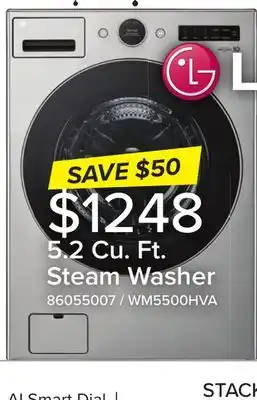 Leon's LG Graphite Steel 5.2 cu. ft. Front Load Washer with AI DD and LCD Knob - WM5500HVA offer
