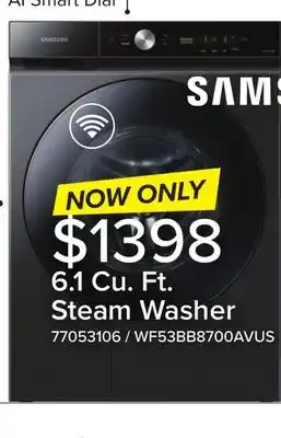 Leon's Samsung 6.1 Cu. Ft. Steam Washer offer