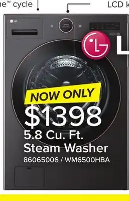 Leon's LG Black Steel Front Load Washer Mega Capacity with AI DD and LCD Knob (5.8 cu. ft.) - WM6500HBA offer
