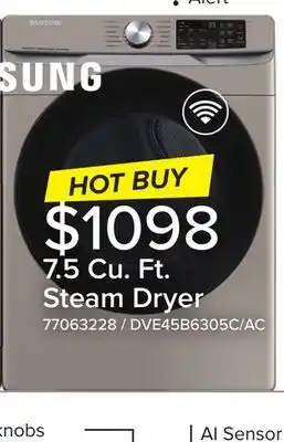 Leon's Samsung Champagne Steam Front Load Dryer (7.5 cu. ft.) - DVE45B6305C/AC offer