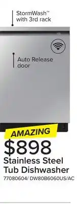 Leon's Samsung Stainless Steel Built-In Dishwasher with AutoRelease - DW80B6060US/AC offer