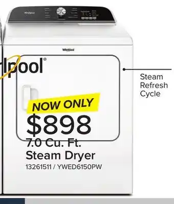 Leon's Whirlpool White Electric Dryer (7.0 Cu Ft) - YWED6150PW offer