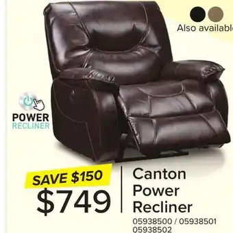 Leon's Canton Power Recliner - Dark Brown offer