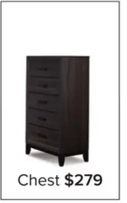 Leon's Fog 5 Drawer Chest - Grey, Black offer