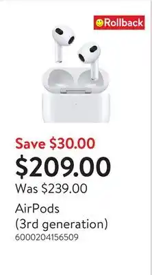 Walmart AirPods (3rd generation) offer