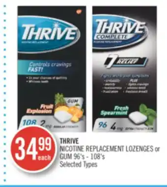 Shoppers Drug Mart THRIVE NICOTINE REPLACEMENT LOZENGES or GUM offer