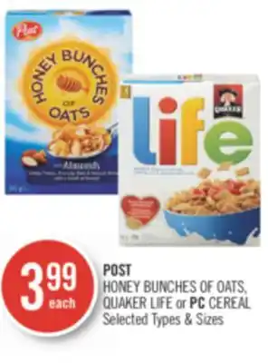 Shoppers Drug Mart Post HONEY BUNCHES OF OATS QUAKER LIFE offer
