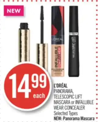 Shoppers Drug Mart L'ORÉAL PANORAMA, TELESCOPIC LIFT MASCARA or INFALLIBLE WEAR CONCEALER offer