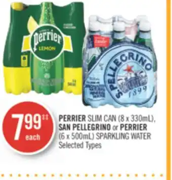 Shoppers Drug Mart PERRIER SLIM CAN (8 x 330mL), SAN PELLEGRINO or PERRIER (6 x 500mL) SPARKLING WATER offer