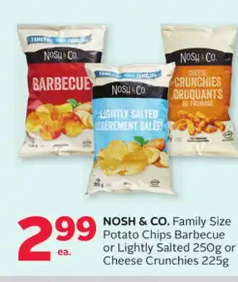 Rexall NOSH & CO. Family Size Potato Chips Barbecue or Lightly Salted 250g or Cheese Crunchies 225g offer