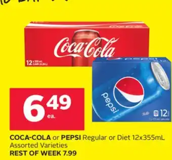 Rexall COCA-COLA or PEPSI Regular or Diet 12x355mL offer