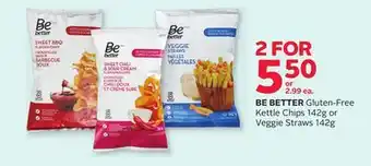 Rexall BE BETTER Gluten-Free Kettle Chips 142g or Veggie Straws 142g offer