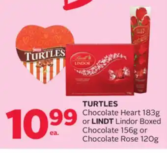 Rexall TURTLES Chocolate Heart 183g or LINDT Lindor Boxed Chocolate 156g or Chocolate Rose 120g offer
