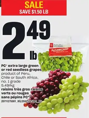 Independent City Market PC extra large green or red seedless grapes offer