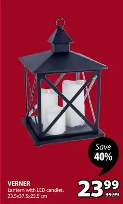 JYSK VERNER Lantern with LED candles offer
