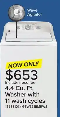 Leon's GE White Top-Load Washer (4.4 Cu. Ft.) - GTW331BMRWS offer