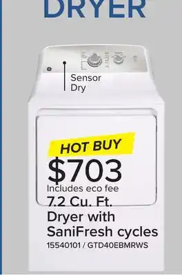 Leon's GE White Electric Dryer with SaniFresh cycle (7.2 Cu. Ft.) - GTD40EBMRWS offer