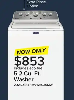 Leon's Maytag White Top Load Washer with Deep Fill - (5.2 cu. ft.) - MVW5035MW offer