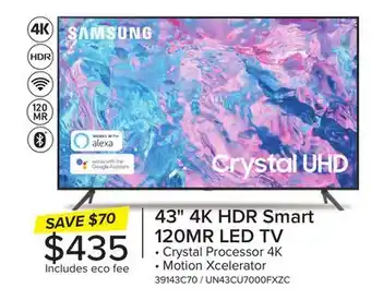Leon's Samsung 43 CUHD 4K Smart TV UN43CU7000FXZC offer